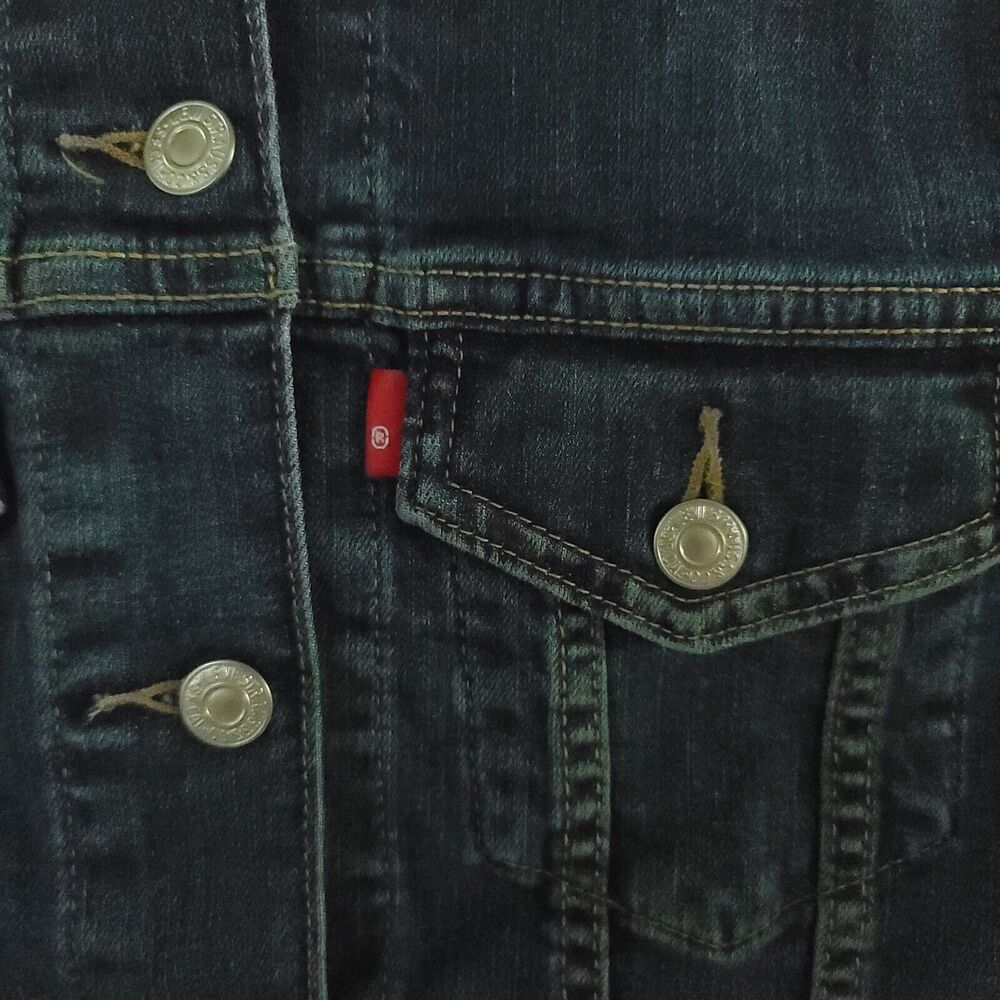 LEVI STRAUSS Women's NWT Original Trucker Crop Denim Jacket Sz S Blank Tab RARE - Picture 6 of 16